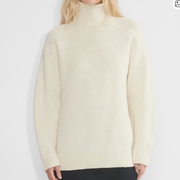 Aritzia Cream Turtleneck Sweater - Heather Birch Evita Merino Wool - Picture 1 of 4